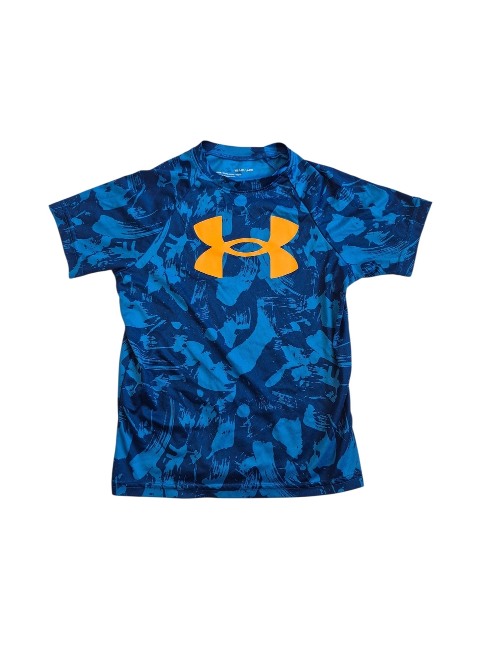 Under Armour Blue Camo Short Sleeve Tee with Orange Logo